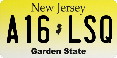 NJ license plate A16LSQ