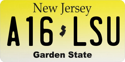 NJ license plate A16LSU
