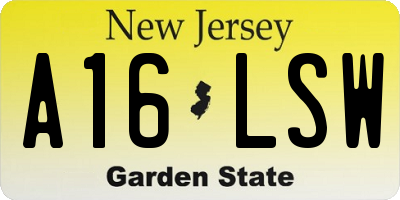 NJ license plate A16LSW