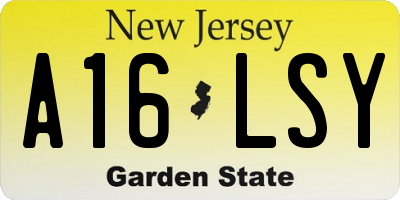 NJ license plate A16LSY
