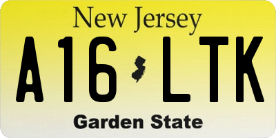 NJ license plate A16LTK