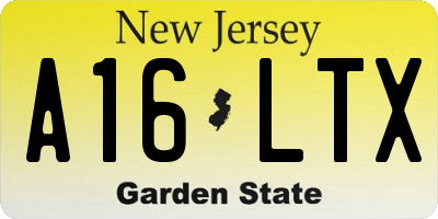 NJ license plate A16LTX