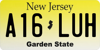 NJ license plate A16LUH