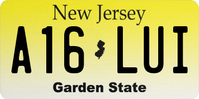 NJ license plate A16LUI