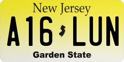 NJ license plate A16LUN