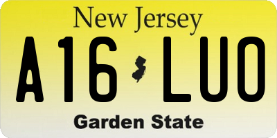 NJ license plate A16LUO