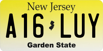 NJ license plate A16LUY