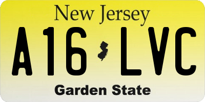NJ license plate A16LVC