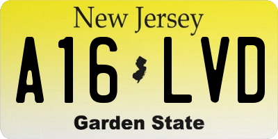 NJ license plate A16LVD