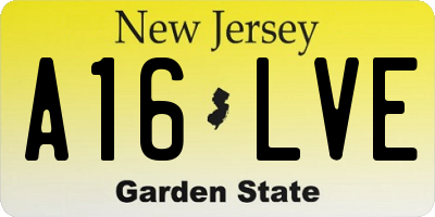 NJ license plate A16LVE