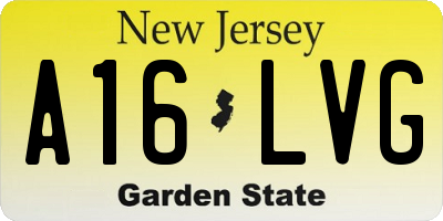 NJ license plate A16LVG
