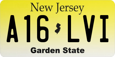 NJ license plate A16LVI