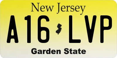 NJ license plate A16LVP