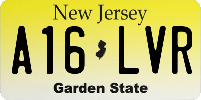 NJ license plate A16LVR