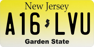 NJ license plate A16LVU