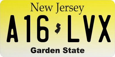 NJ license plate A16LVX