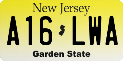 NJ license plate A16LWA
