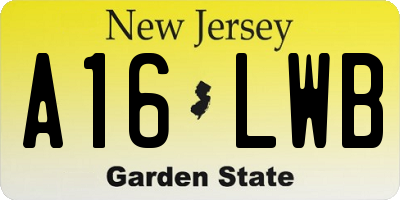 NJ license plate A16LWB