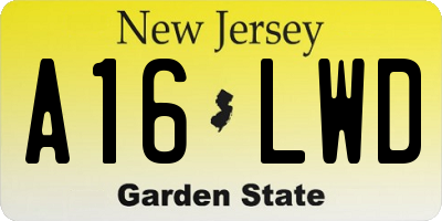 NJ license plate A16LWD