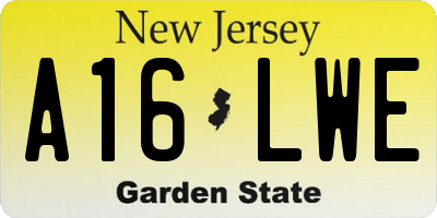 NJ license plate A16LWE
