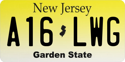 NJ license plate A16LWG