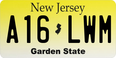 NJ license plate A16LWM