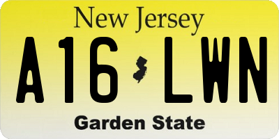 NJ license plate A16LWN
