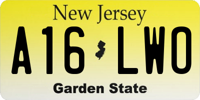 NJ license plate A16LWO