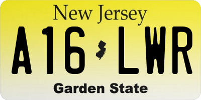NJ license plate A16LWR