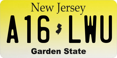 NJ license plate A16LWU