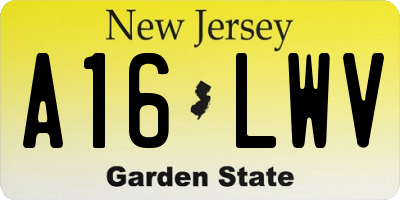 NJ license plate A16LWV