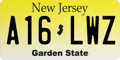 NJ license plate A16LWZ