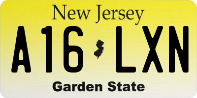 NJ license plate A16LXN