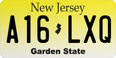NJ license plate A16LXQ