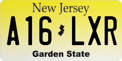 NJ license plate A16LXR