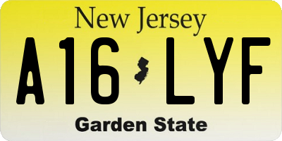 NJ license plate A16LYF