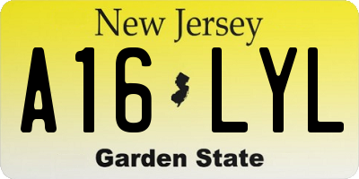 NJ license plate A16LYL