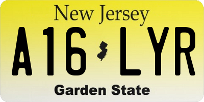 NJ license plate A16LYR