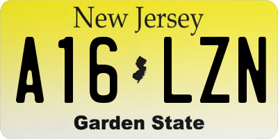 NJ license plate A16LZN