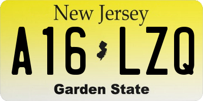 NJ license plate A16LZQ