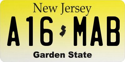 NJ license plate A16MAB