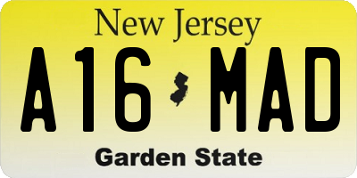 NJ license plate A16MAD