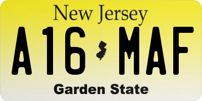 NJ license plate A16MAF