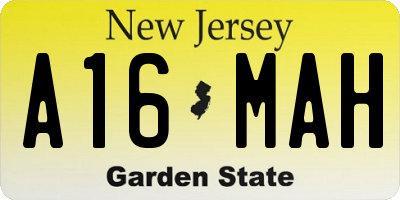 NJ license plate A16MAH