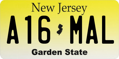 NJ license plate A16MAL