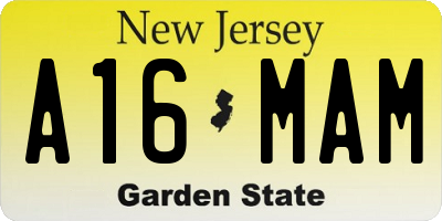 NJ license plate A16MAM