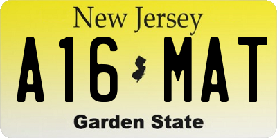 NJ license plate A16MAT