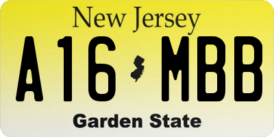 NJ license plate A16MBB