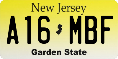 NJ license plate A16MBF