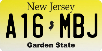 NJ license plate A16MBJ